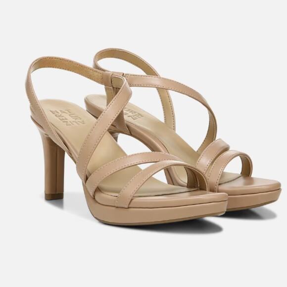 NEW Naturalizer Brenta Strappy Dress Sandals Crembrulee Faux Leather Sz 11W - Picture 1 of 6